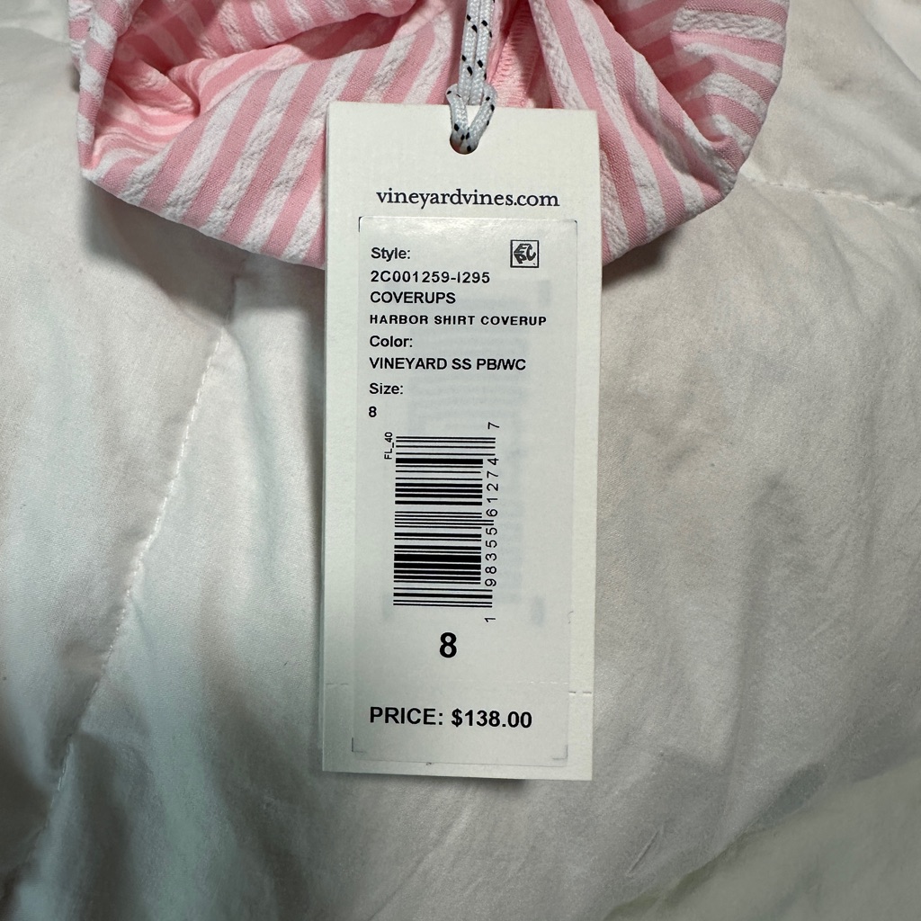 Vineyard Vines Pink And White Harbor Shirt Coverup